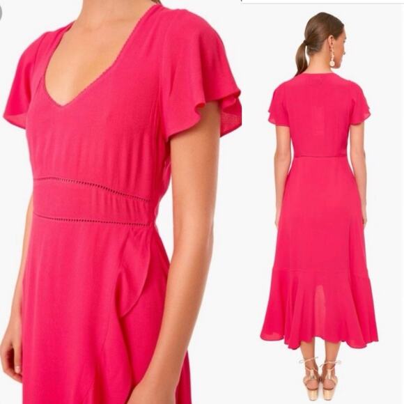 Tuckernuck Francesca Ruffle Maxi Dress Feminine Modest chic fuchsia Pink Size XS - Picture 5 of 11
